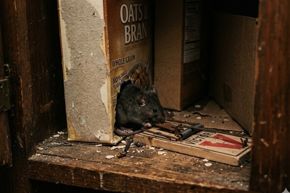 Mouse exclusion work — sealing a plumbing penetration in a Winston-Salem home